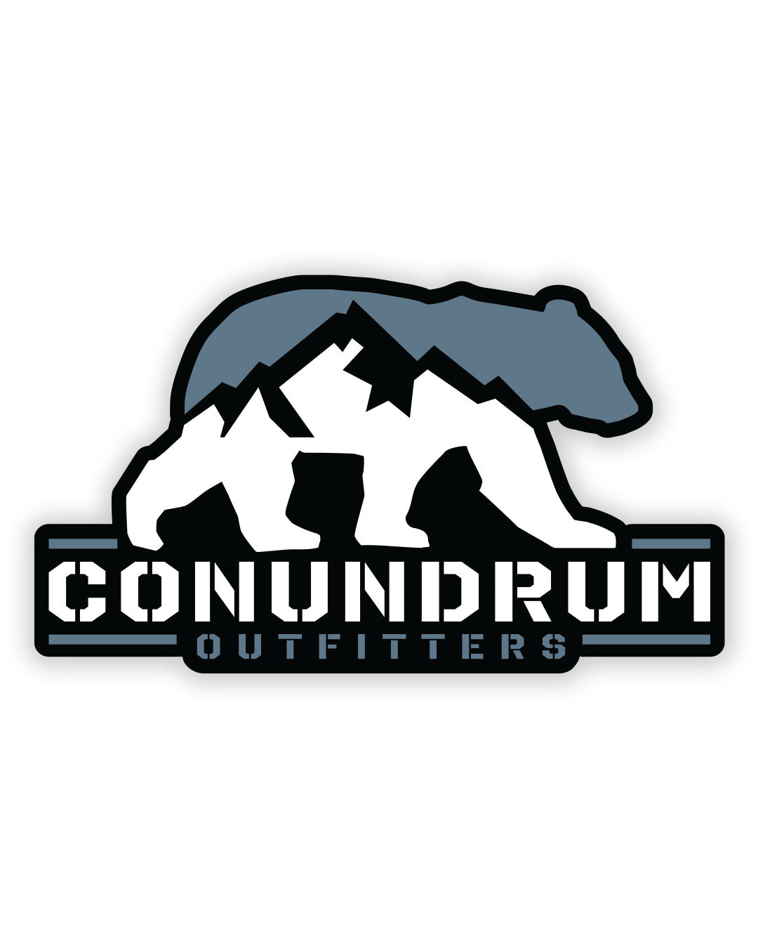 logo sticker in dusky blue white and black