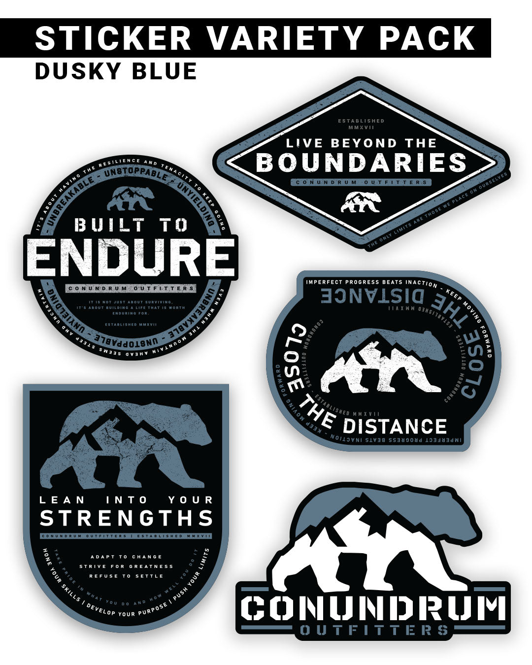 Sticker Variety Pack - Dusky Blue