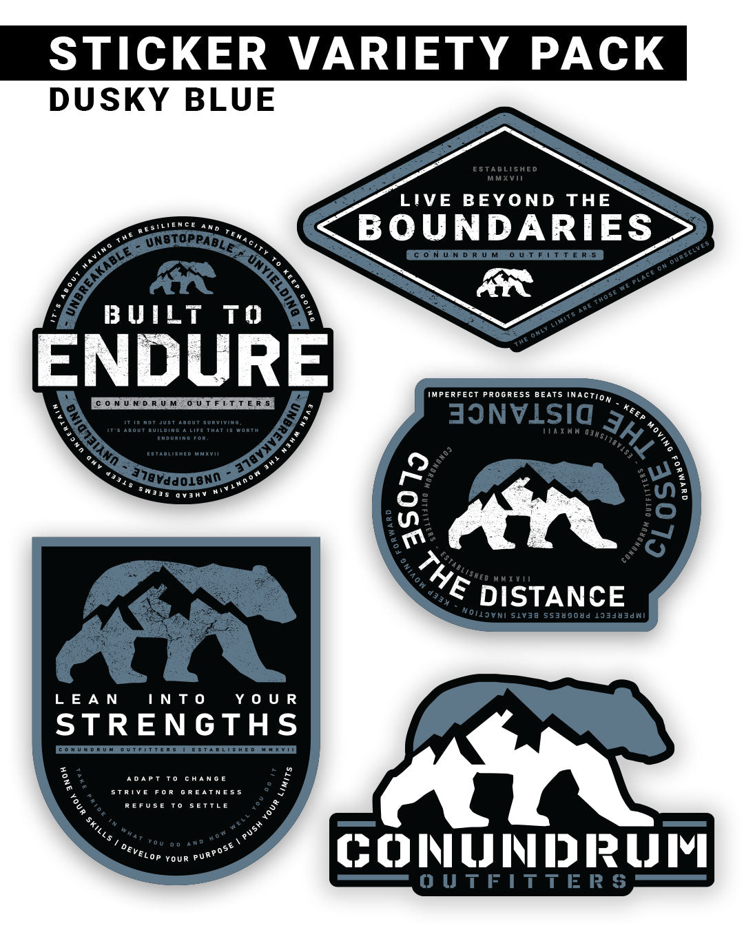 Dusky blue 5 Pack Sticker variety pack