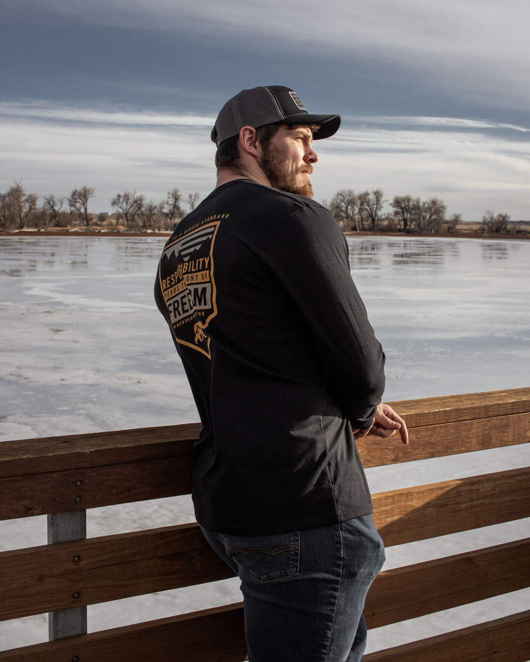 Storm Mid Profile Black and grey outdoor trucker hat
