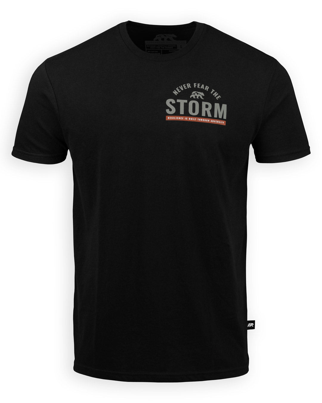 Storm Premium Short Sleeve - Black Outdoor Short Sleeve with a grey and red print