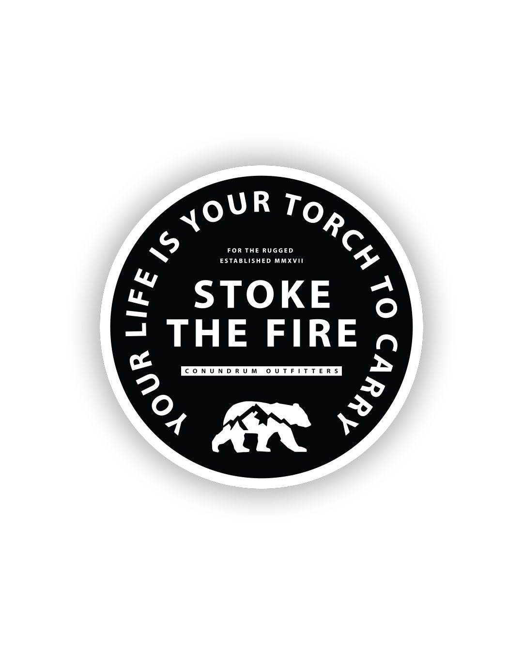 Torch sticker in black and white