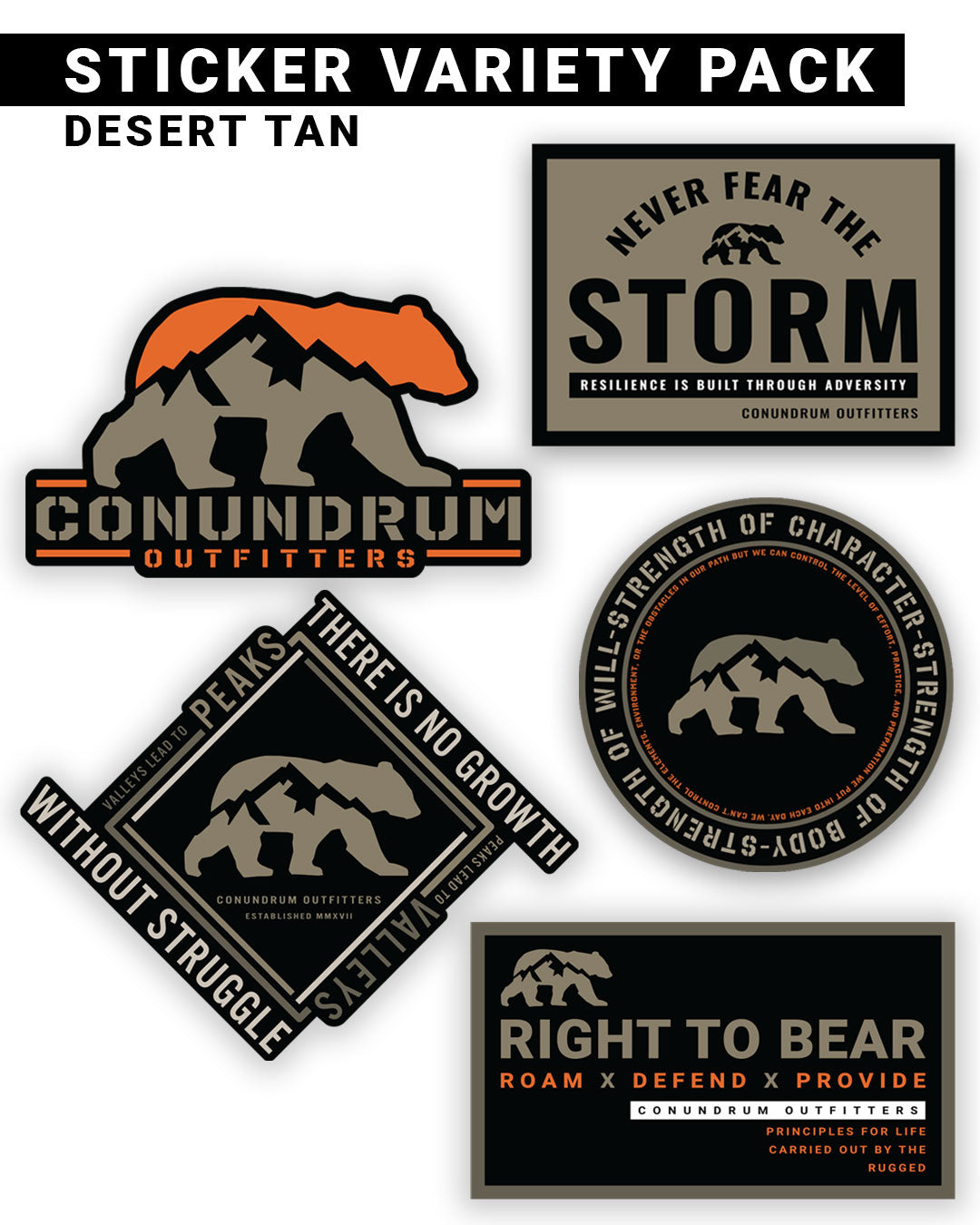Desert Tan Sticker Variety 5 Pack