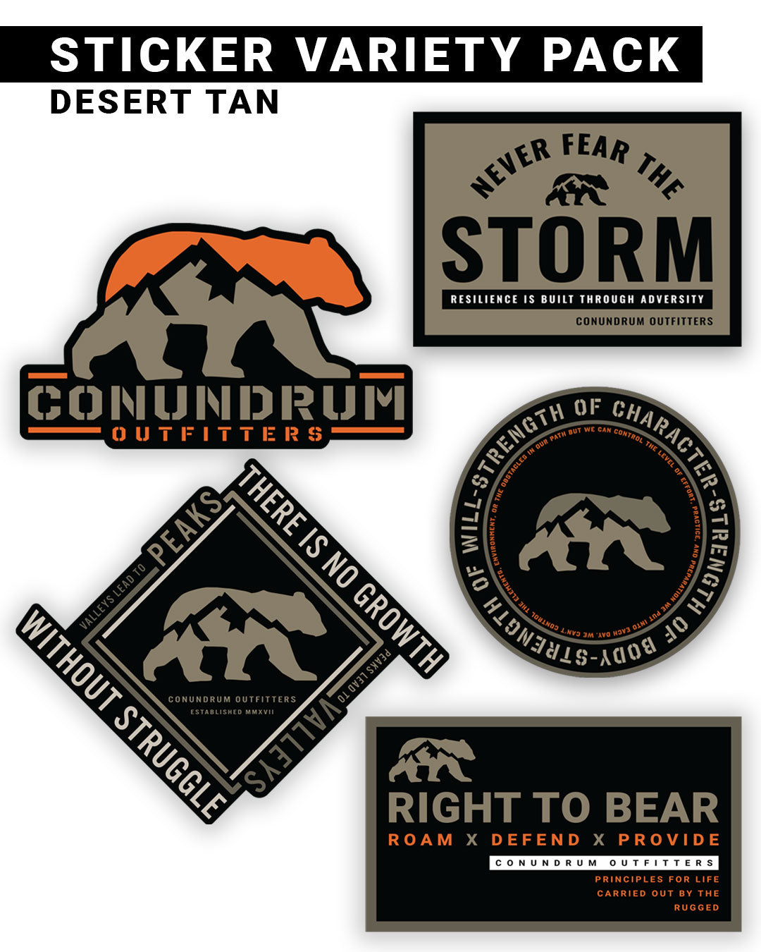 Sticker Variety Pack - Desert Tan