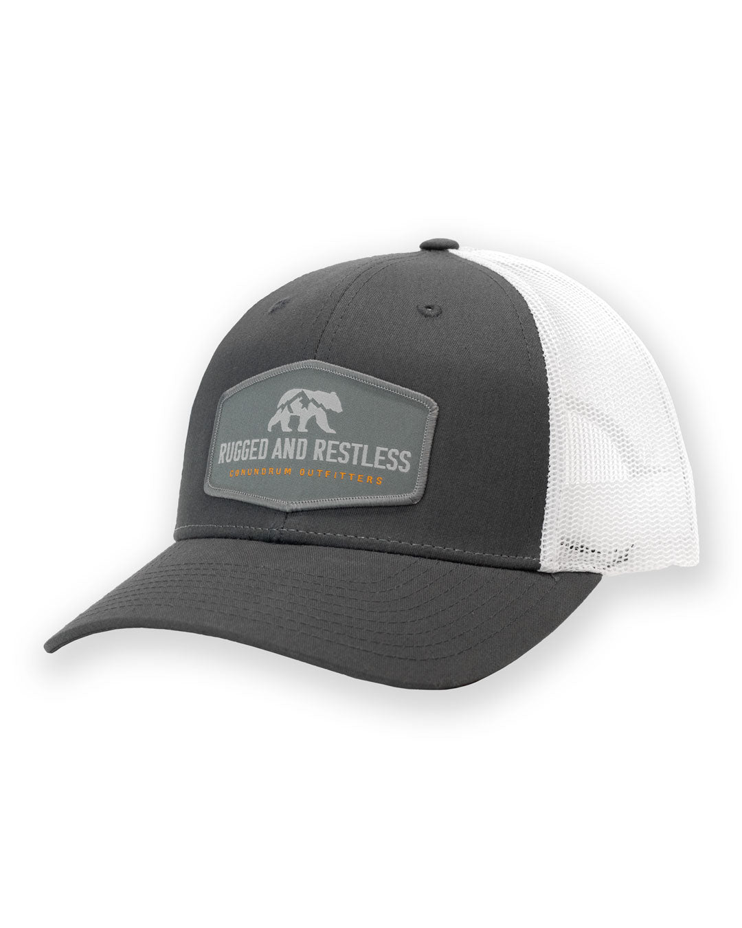 Rugged Low Profile trucker hat grey and white