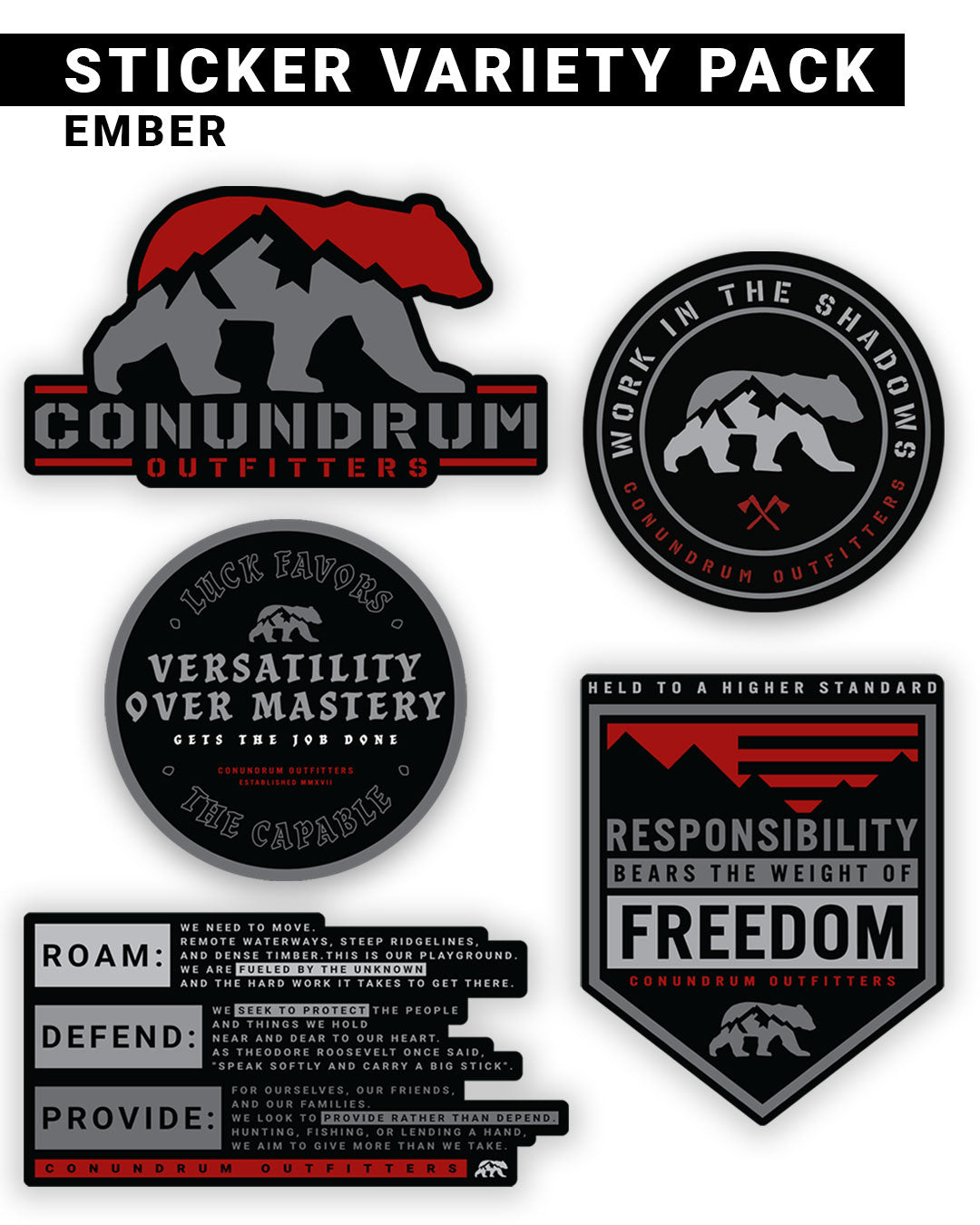 Ember sticker variety pack 5 pack
