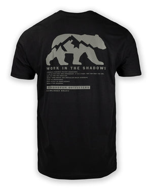 Conundrum Outfitters Work in the Shadows Black Short Sleeve Outdoor Tshirt