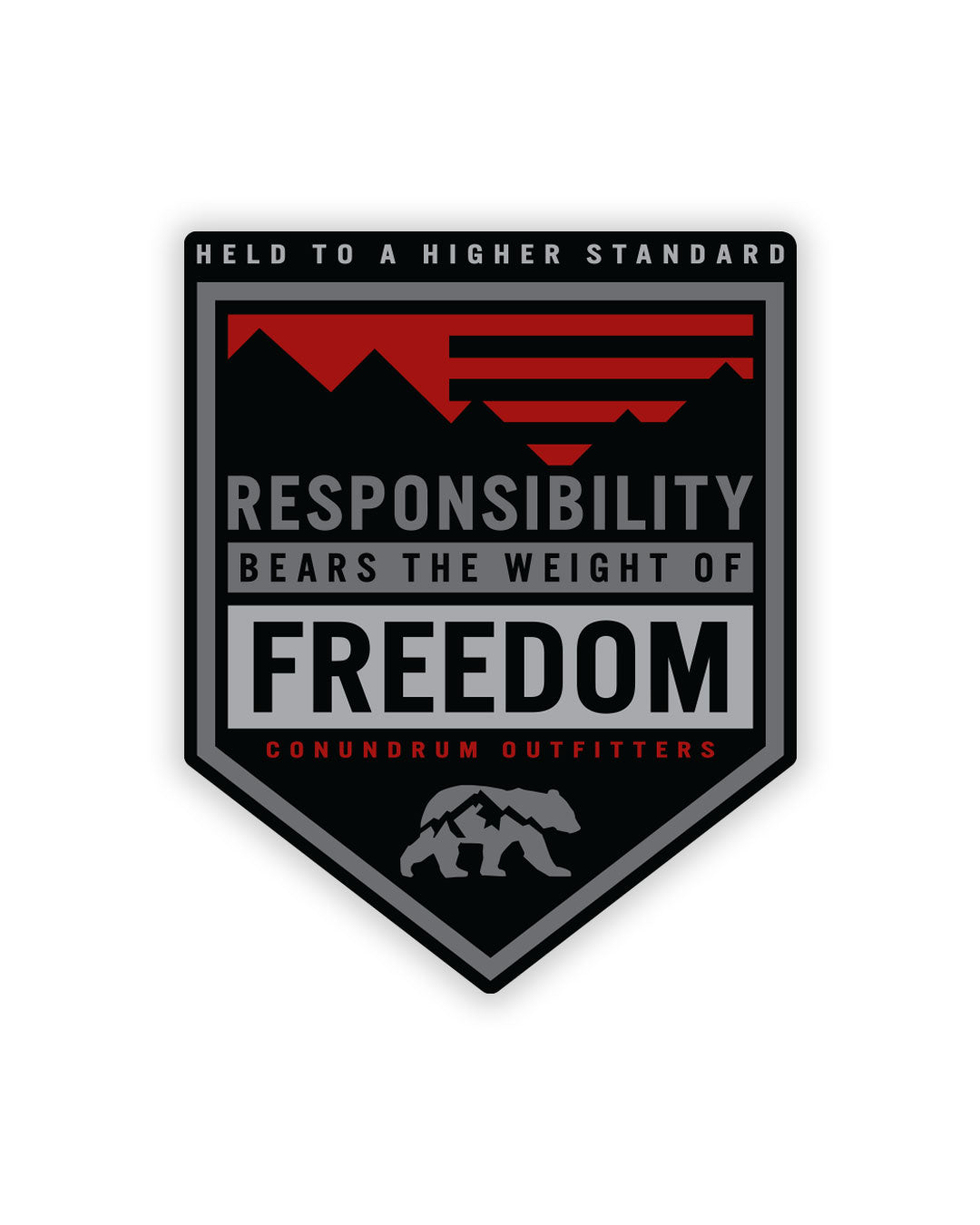 Freedom sticker in black grey and ember
